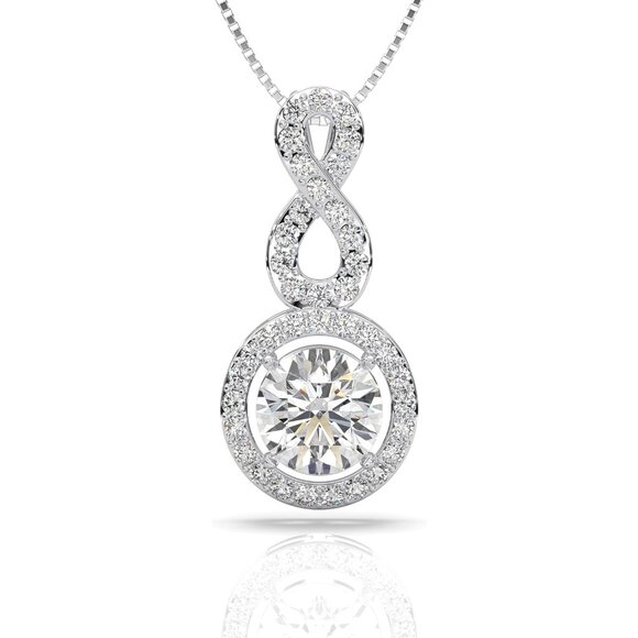 Sterling Silver 1CT Moissanite Infinity Pendant Necklace for Women—Elegant Gift
